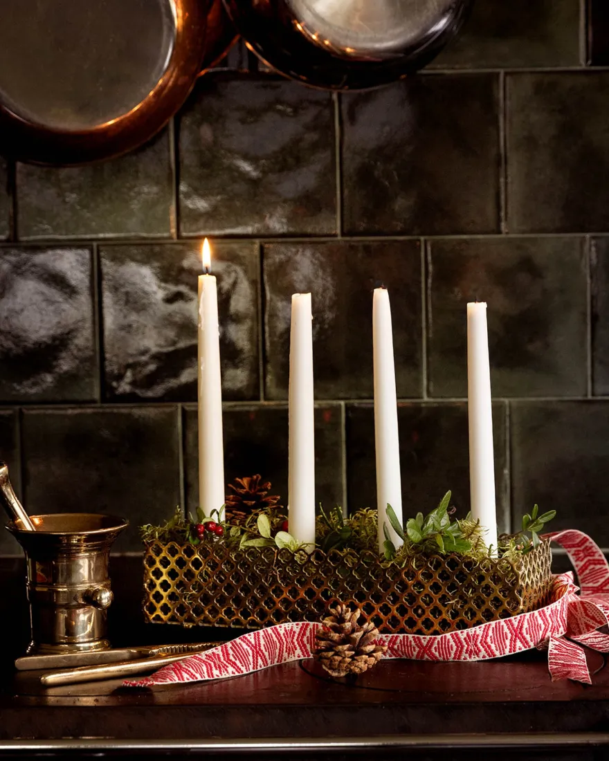 Adventsljusstake mässing - Klöver