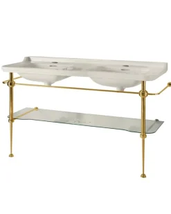 Art Deco - Dubbeltvättställ 150 cm med bronsben & glashylla