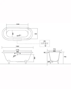 Badkar gjutjärn - Cheverny 185 cm