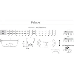 Badkar - Palace med tassar, 170 cm