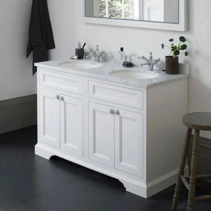 Badrumskommod dubbel Burlington - 130 cm dörr vit