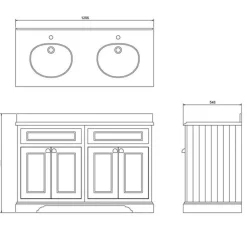 Badrumskommod dubbel Burlington - 130 cm dörr grå