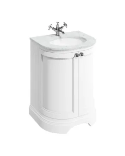 Badrumskommod rundad Burlington - 65 cm matt vit/dörr