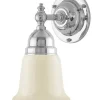 Badrumslampa - Adelborg nickel, benvit klocka