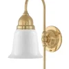 Badrumslampa - Ahlström 60 mässing, opalvit klocka