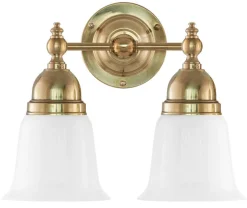 Badrumslampa - Bergman mässing, opalvit klocka