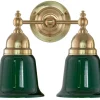 Badrumslampa - Bergman mässing, grön klocka