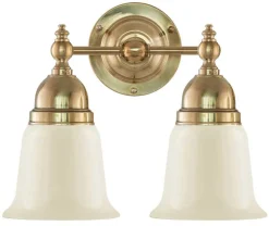 Badrumslampa - Bergman mässing, benvit klocka