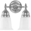 Badrumslampa - Bergman nickel, opalvit klocka