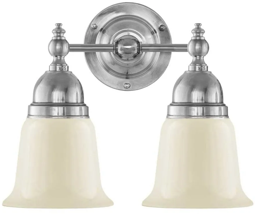 Badrumslampa - Bergman nickel, benvit klocka
