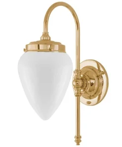 Badrumslampa - Blomberg 80 mässing, opalvit droppe