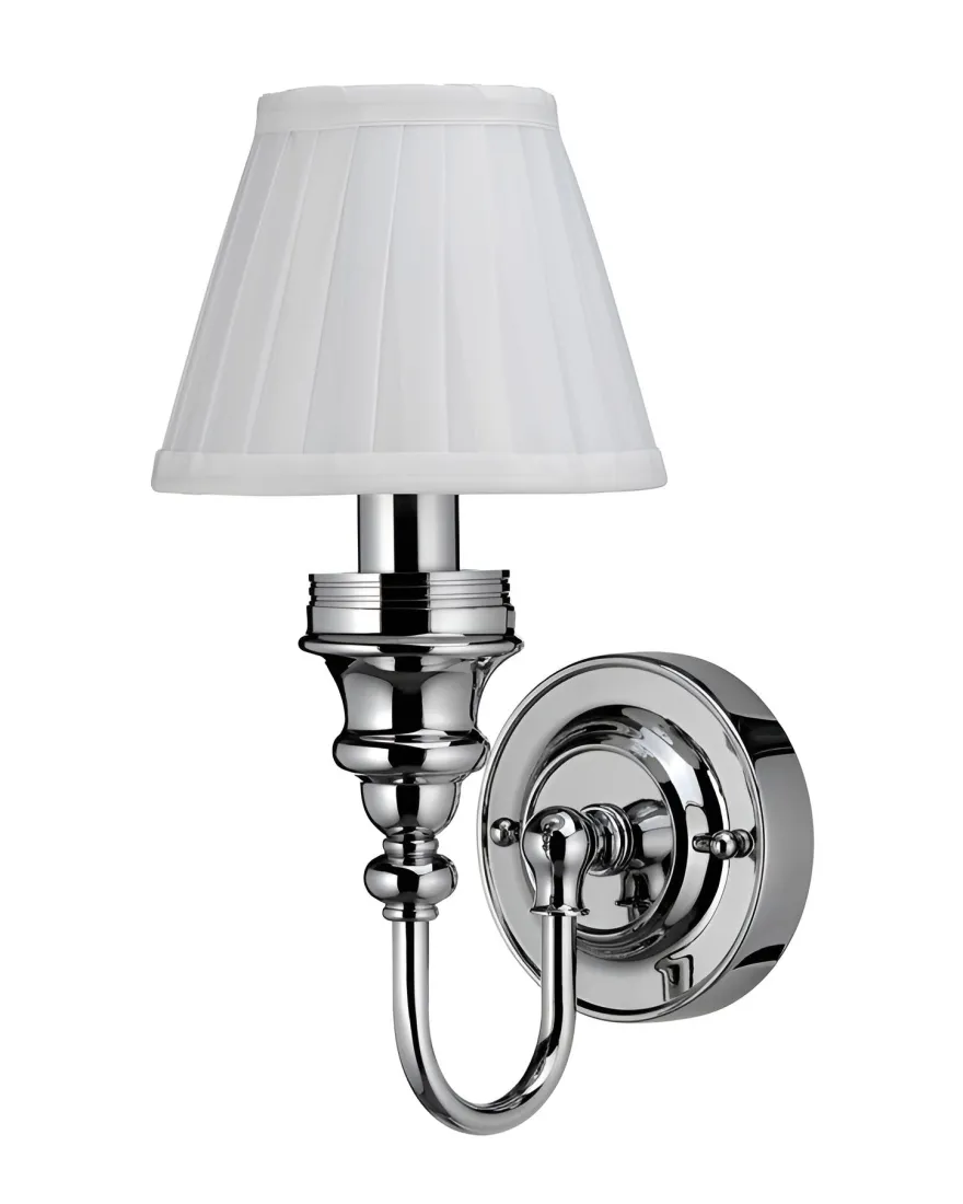 Badrumslampa Burlington - Vägglampa med vit tygskärm