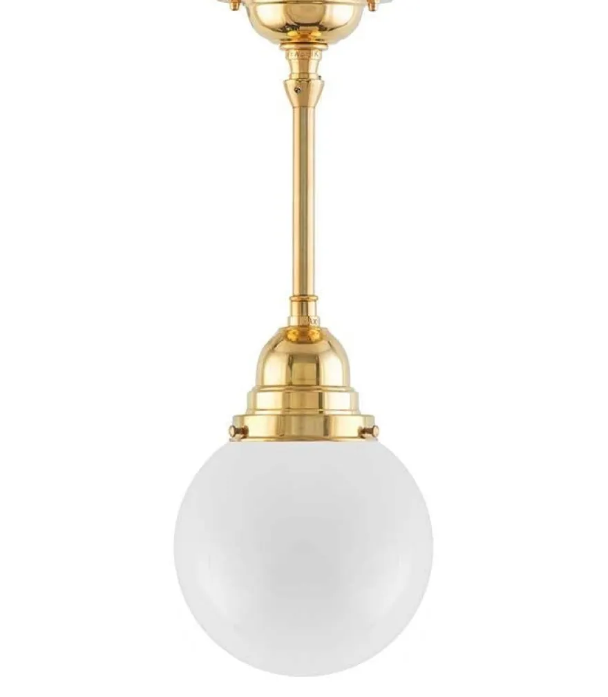 Badrumslampa - Byströmpendel 80 mässing, klotskärm
