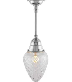 Badrumslampa - Byströmpendel 80 nickel, klardroppe