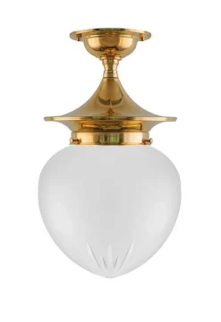 Badrumslampa - Dahlberg 100 mässing, mattglas droppe