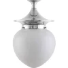 Badrumslampa - Dahlberg 100 nickel, opalvit droppe