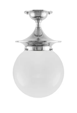 Badrumslampa - Dahlberg 100 nickel, opalvit klotskärm
