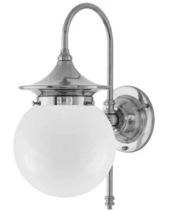 Badrumslampa - Fryxell nickel, opalvit klot