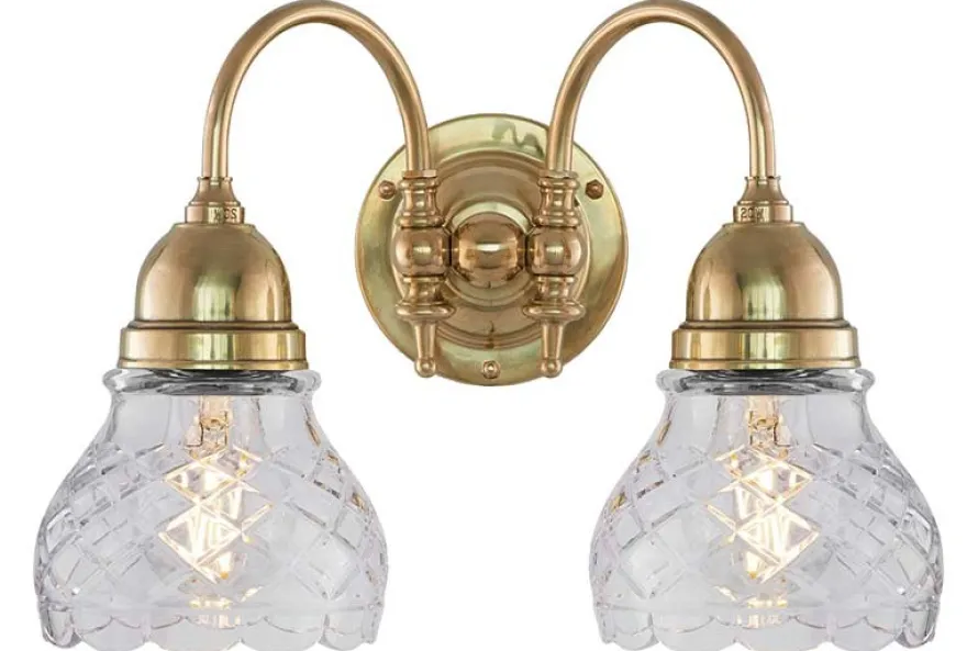 Badrumslampa - Stackelberg mässing, slipat klarglas