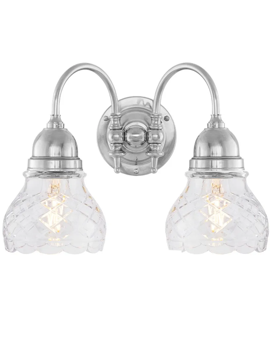 Badrumslampa - Stackelberg nickel, slipat klarglas