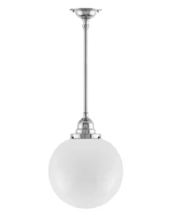 Badrumslampa - Taklampa Byströmpendel 100 nickel, stor klotskärm