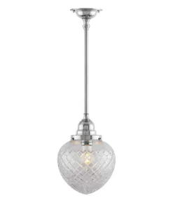 Badrumslampa - Taklampa Byströmpendel 100 nickel, klardroppe