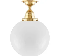 Badrumslampa - Taklampa Byström 100 mässing, stor klotskärm