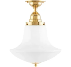 Badrumslampa - Taklampa Byström 100 mässing, klottrattskärm