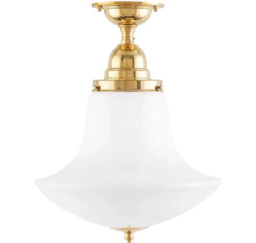 Badrumslampa - Taklampa Byström 100 mässing, klottrattskärm