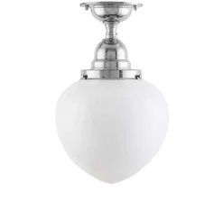 Badrumslampa - Taklampa Byström 100 nickel, vit droppe