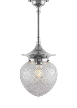 Badrumslampa - Taklampa Dahlbergspendel 100 nickel, klarglas droppe
