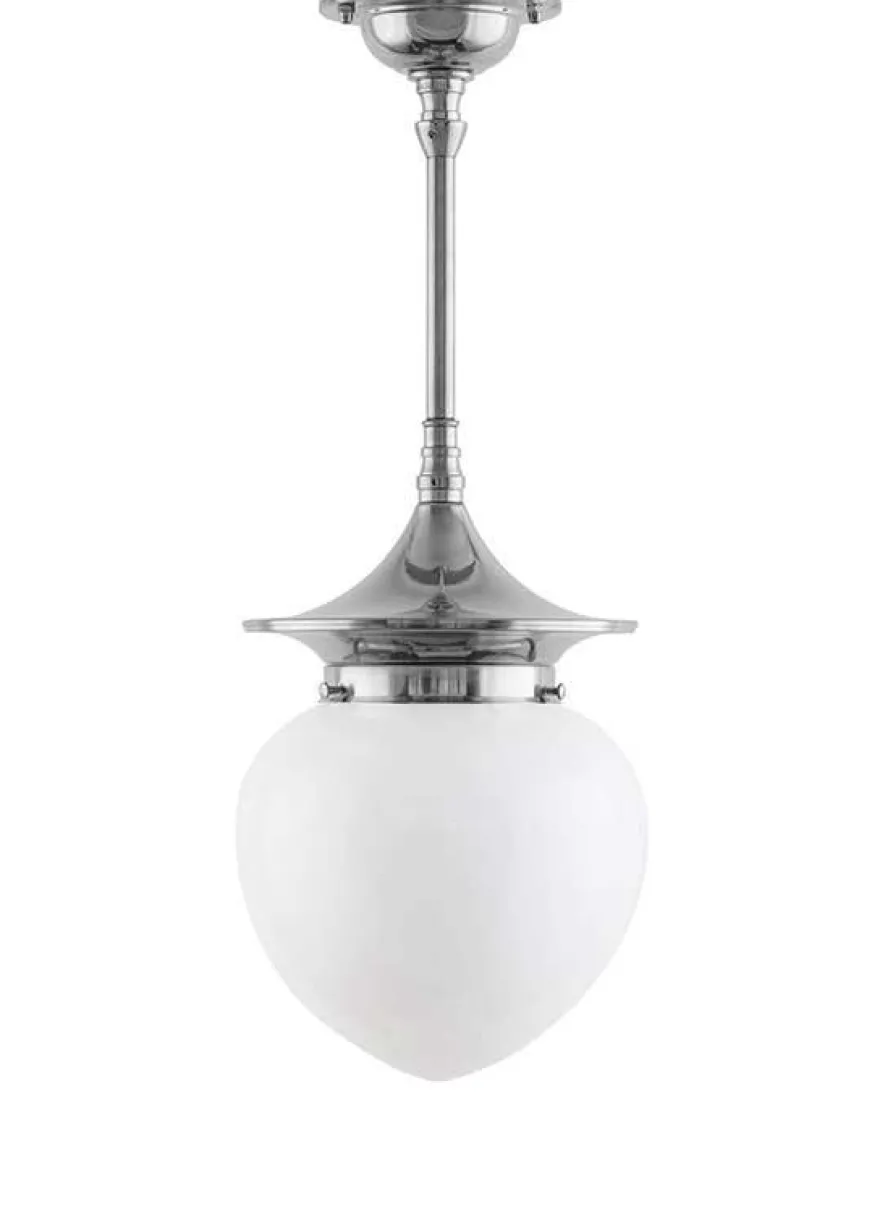 Badrumslampa - Taklampa Dahlbergspendel 100 nickel, opalvit droppe