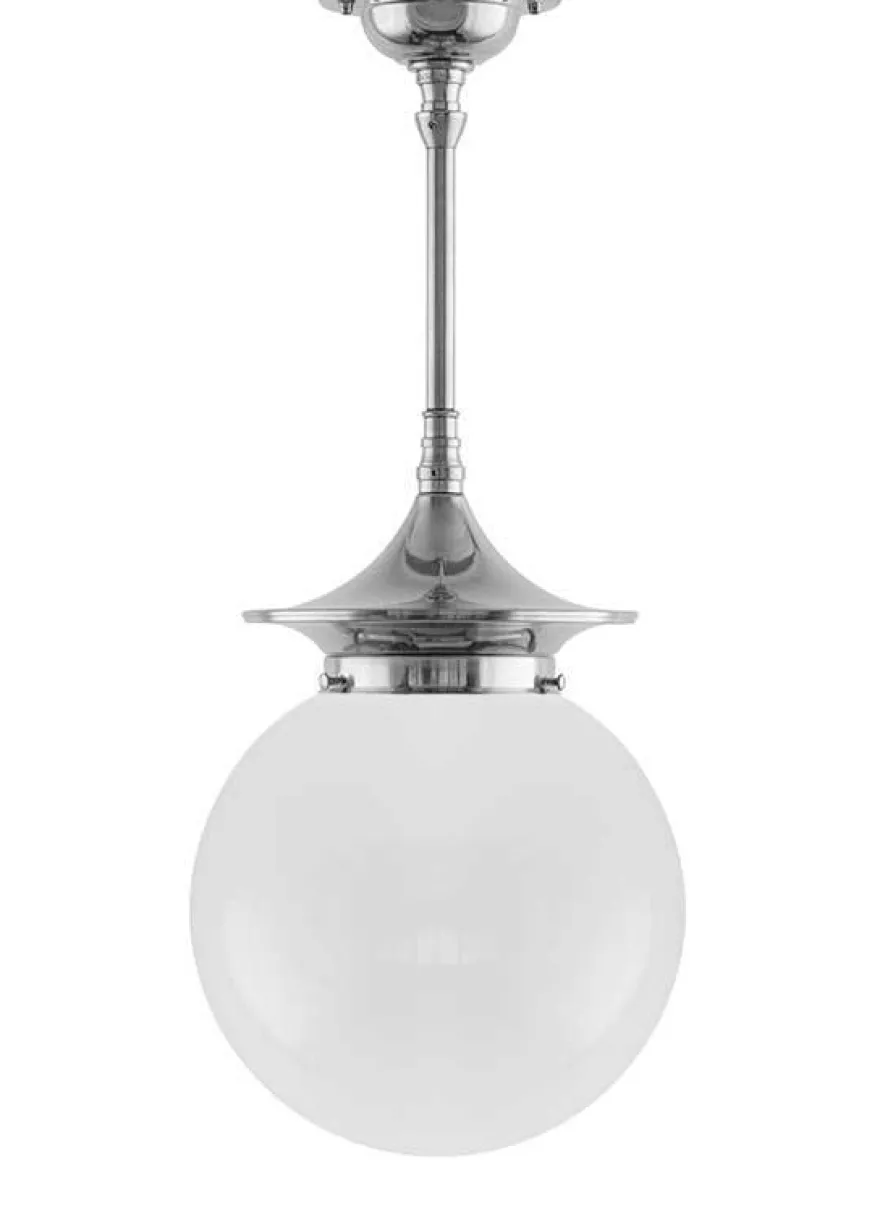 Badrumslampa - Taklampa Dahlbergspendel 100 nickel, opalvit klotskärm