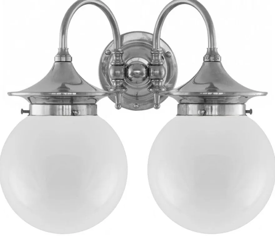 Badrumslampa - Tigerstedt nickel, opalvita klot