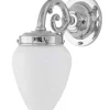 Badrumslampa - Topelius nickel, opalvit droppe
