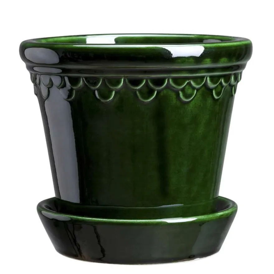 Bergs Potter Kruka med fat, Jugend - Grön 25 cm
