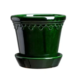 Bergs Potter Kruka med fat, Jugend - Grön 18 cm