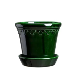 Bergs Potter Kruka med fat, Jugend - Grön 12 cm