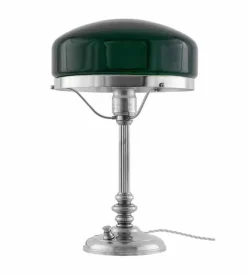 Bordslampa - Karlfeldt nickel, grön skärm