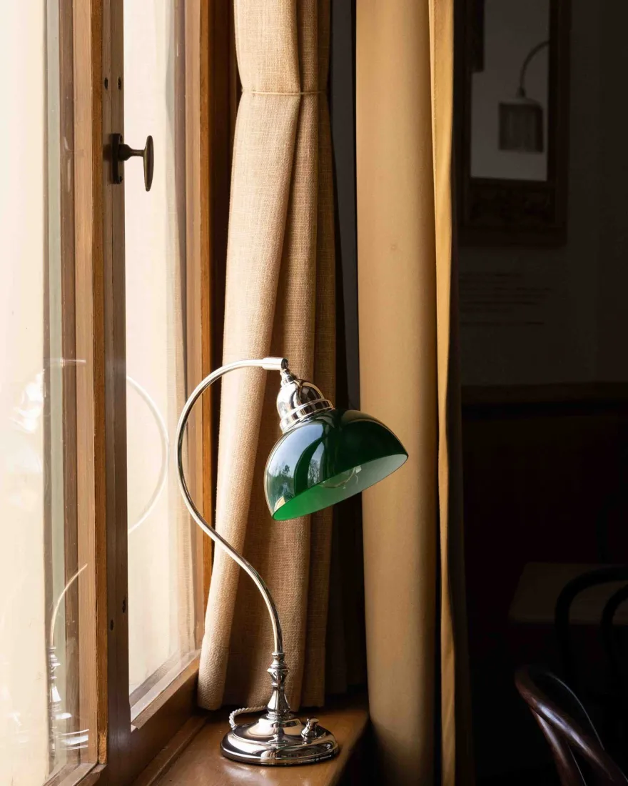 Bordslampa - Lagerlöf nickel, grön skärm