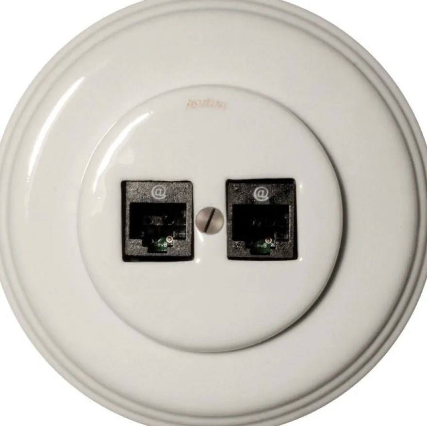 Datajack dubbel RJ45 vitt porslin - Fontini infällt