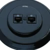 Datajack dubbelt RJ45 svart porslin - Fontini infällt