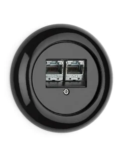 Datajack svart porslin - THPG infällt