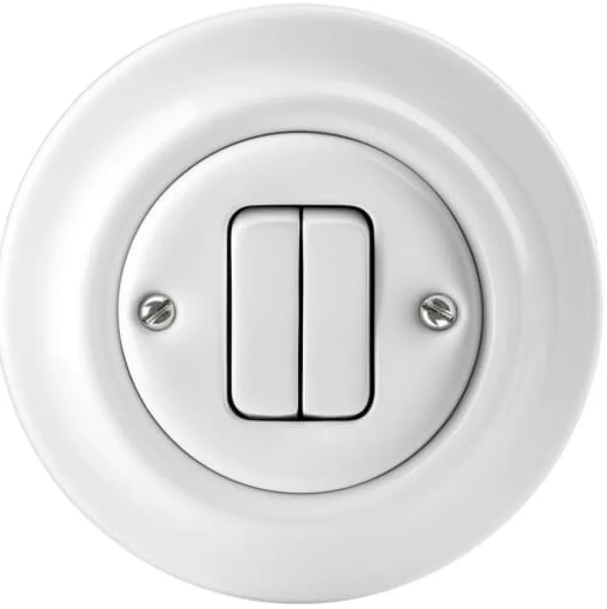 Dimmer - Dubbel tryckknapp vit porslin - ABB Decento