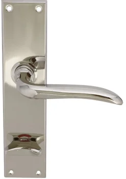 Dörrhandtag - Med WC-vred långskylt nickel