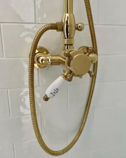 Duschset - Kensington retro med termostatblandare, mässing