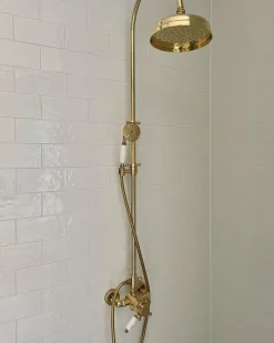 Duschset - Kensington retro med termostatblandare, mässing