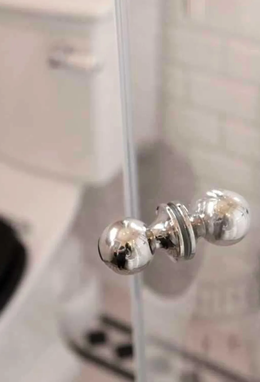 Duschväggshandtag - Dubbelknopp nickel