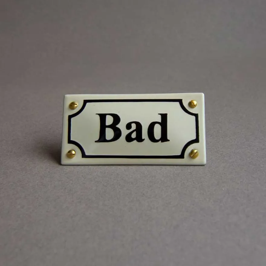 Emaljskylt - Bad vit/svart