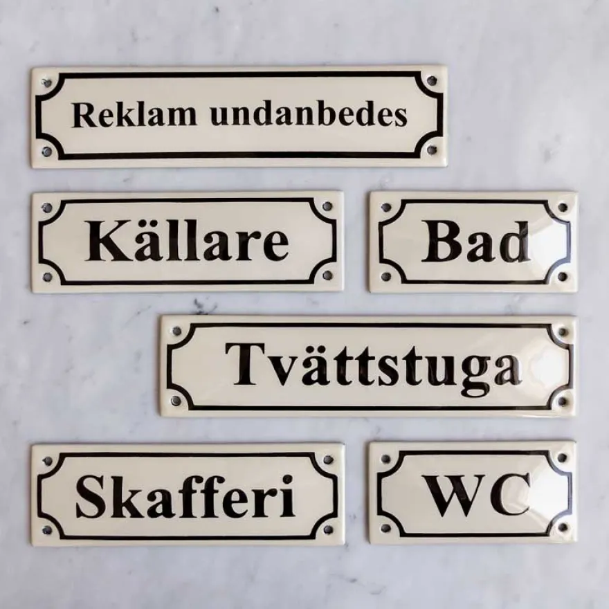 Emaljskylt - Bad vit/svart